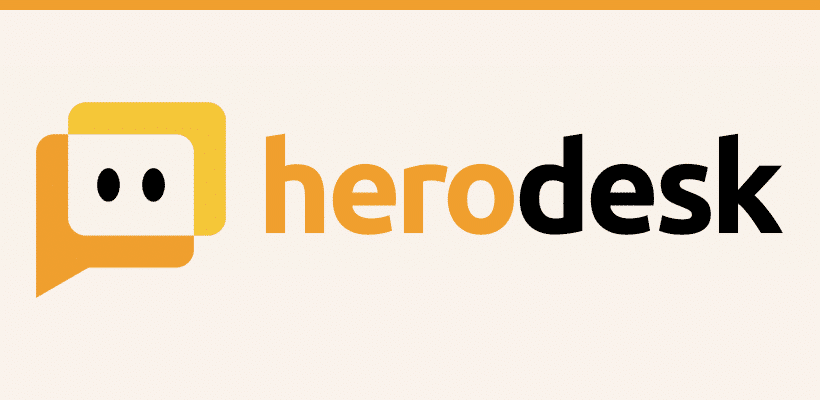 Das orange-schwarze Herodesk-Logo mit seinem Sprechblasen-Symbol.