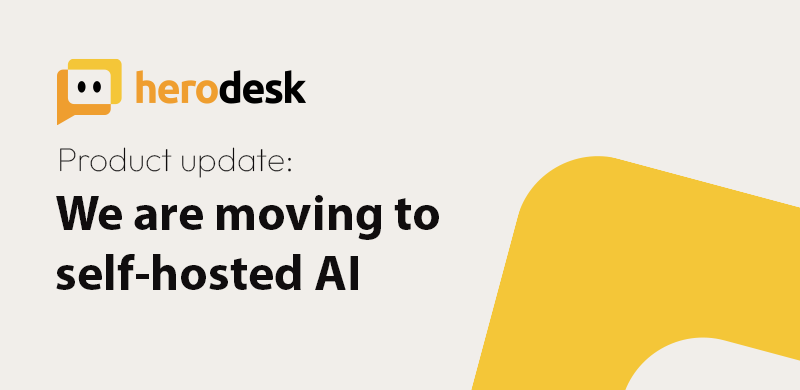 Herodesk-Ankündigungsgrafik zur Umstellung auf selbst gehostete KI.