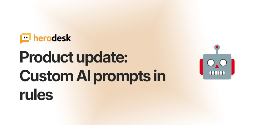 Herodesks annoncering af egne AI-prompts i regler med et robotikon.