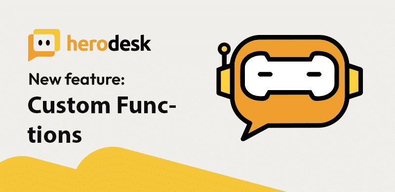Herodesks annoncering af egne funktioner med et AI-agentikon formet som en taleboble.