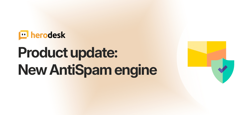 Herodesks antispam-annoncering med e-mail- og skjoldsymboler.