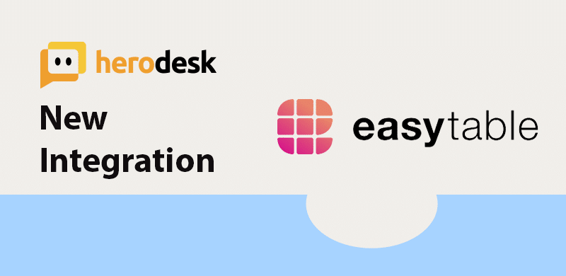 Herodesks annoncering af integrationen med EasyTable.