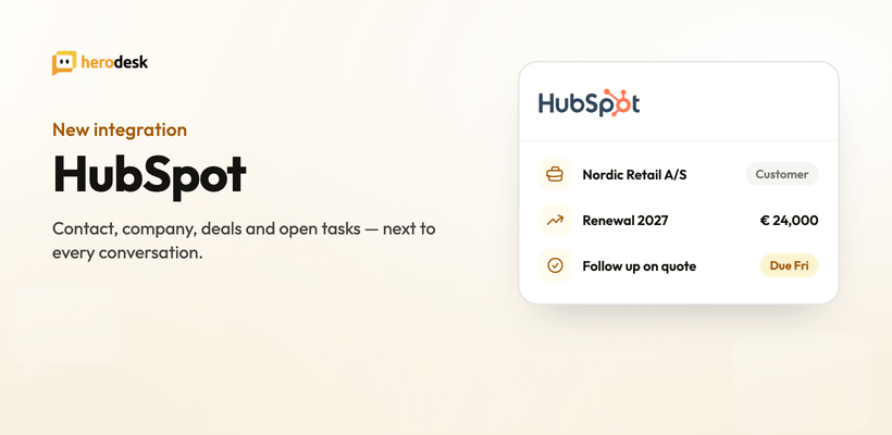 Herodesks annoncering af integrationen med HubSpot.